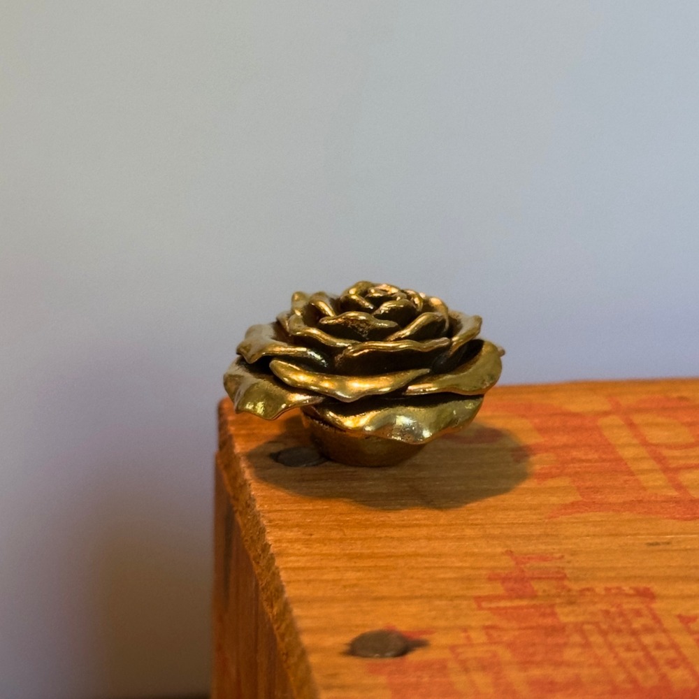 BG19 Miniature Rose Gold Brass Flower Trinket Figurine Botanical Cottagecore